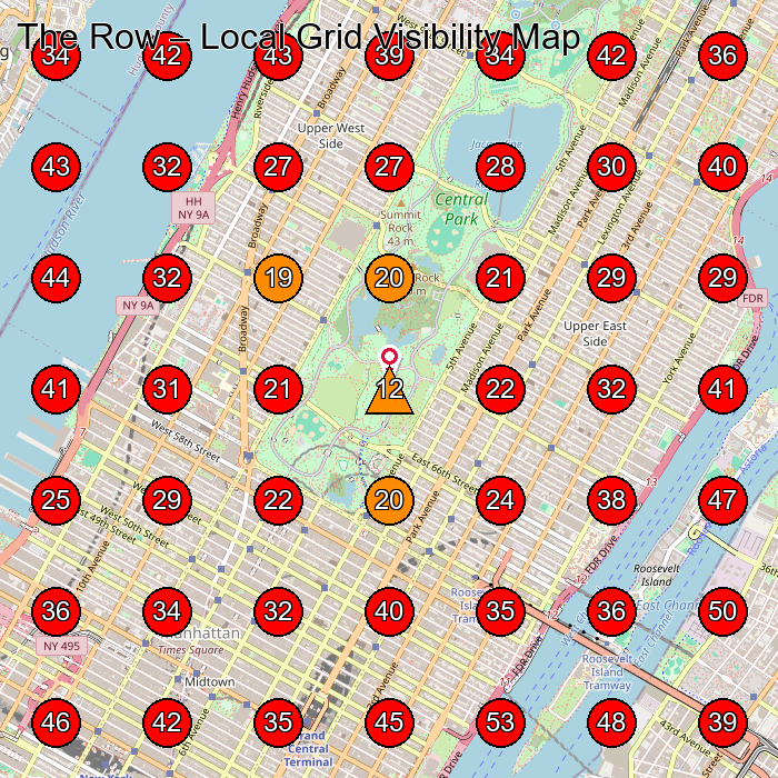 The Row GeoGrid visibility map for Women'S Clothing Store in New York